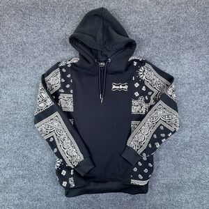 Dogg Supply by Snoop Dogg Hoodie Mens XS Black Paisley Bandana Fleece Lined